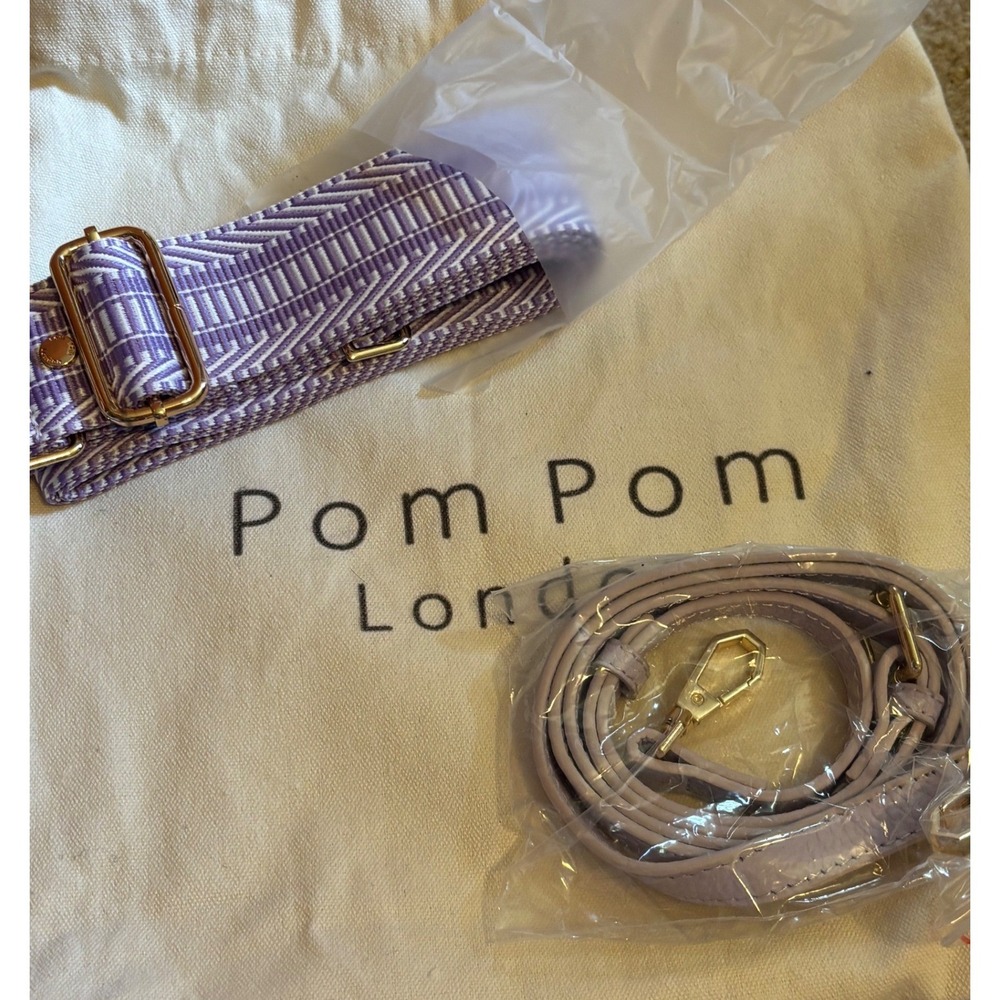 Pom Pom London Chelsea Bag Lilac Leather Crossbody Pastel Interchangeable Straps - Picture 11 of 11